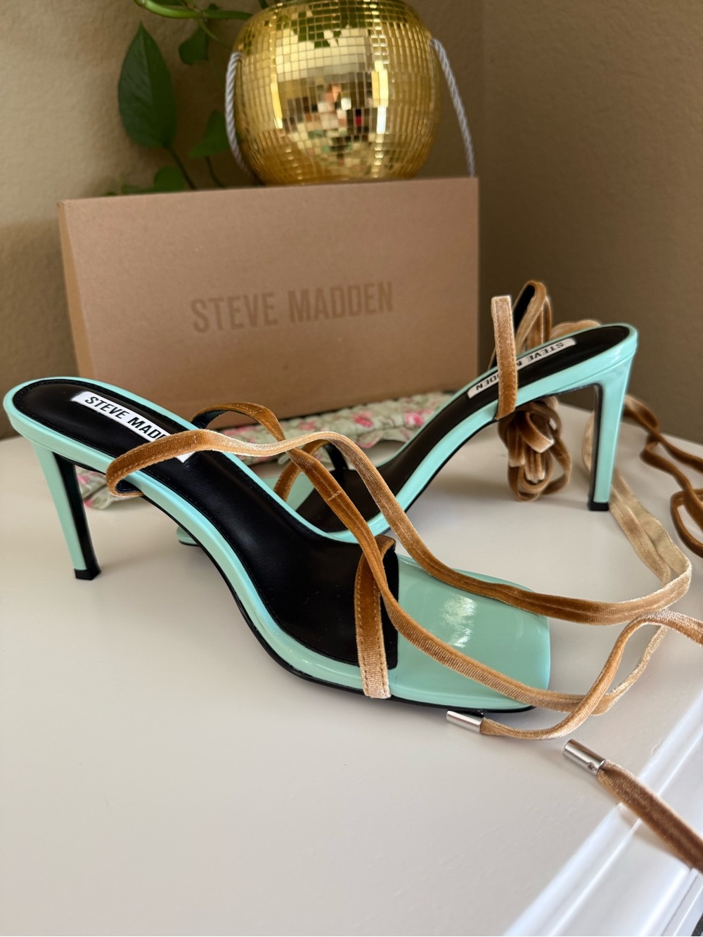 PASSIONATE Multi Velvet Strappy Square Toe Heel Women's Heels - Steve Madden - Picture 6 of 6